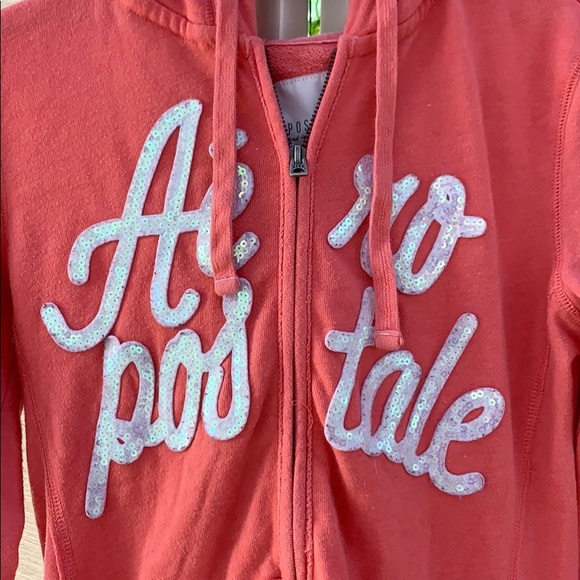 Aeropostale Hoodie, Melon Colored Sweatshirt, Front Zip Hoodie, Athleisure - Picture 3 of 10